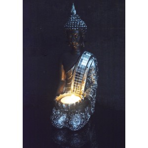 La figura del Buddha di Fortuna Sedersi, Figura Bocciolo di Buddha, Decorazione, Buddismo, Buddha, Fortunato, Argento Specchi,
