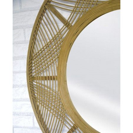Espejo Pared Circular de Bambú, Gran tamaño. Espejos Decorativos Originales ø69 cm