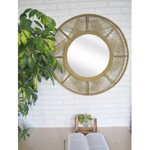 Espejo Pared Circular de Bambú, Gran tamaño. Espejos Decorativos Originales ø69 cm