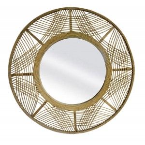 Espejo Pared Circular de Bambú, Gran tamaño. Espejos Decorativos Originales ø69 cm