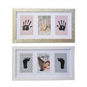 Marco de Fotos Bebé con  Huella de Tinta fácil de Lavar y No tóxica, Marco Foto Pared Decoración Infantil 20x40cm