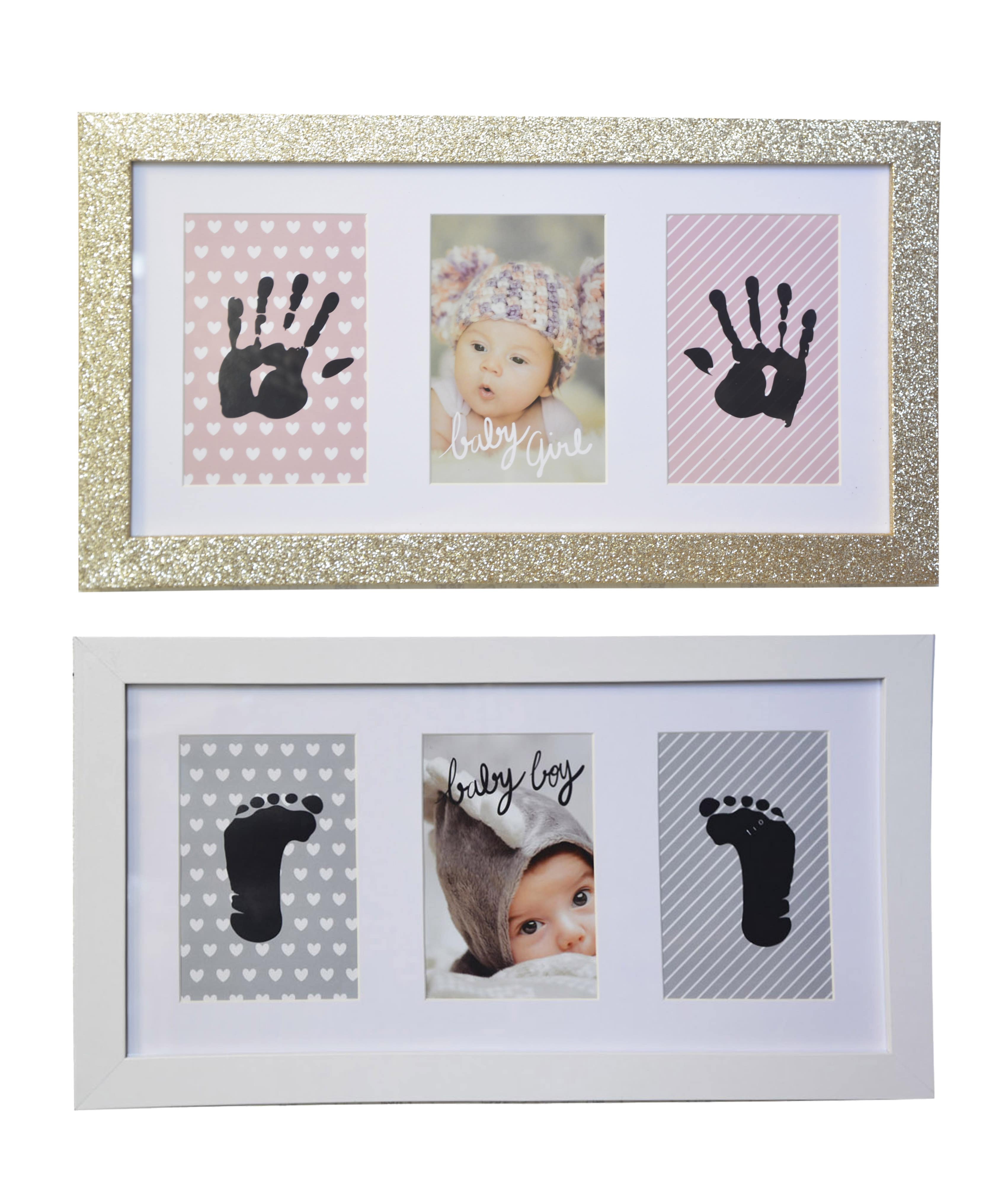 Marco de Fotos Bebé con  Huella de Tinta fácil de Lavar y No tóxica, Marco Foto Pared Decoración Infantil 20x40cm