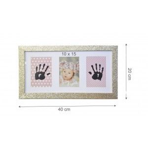 Marco de Fotos Bebé con  Huella de Tinta fácil de Lavar y No tóxica, Marco Foto Pared Decoración Infantil 20x40cm