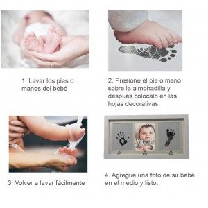 Marco de Fotos Bebé con  Huella de Tinta fácil de Lavar y No tóxica, Marco Foto Pared Decoración Infantil 20x40cm