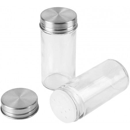 Especiero Organizador, Juego de 16 botes para especias de cocina con soporte giratorio. PortaEspecias Acero Inox 27x19 cm