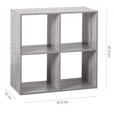 Estantería Modular de Madera con 4 Compartimentos, Estante Madera para Salón, Dormitorio. Muebles Originales 67,5x32x67,5 cm