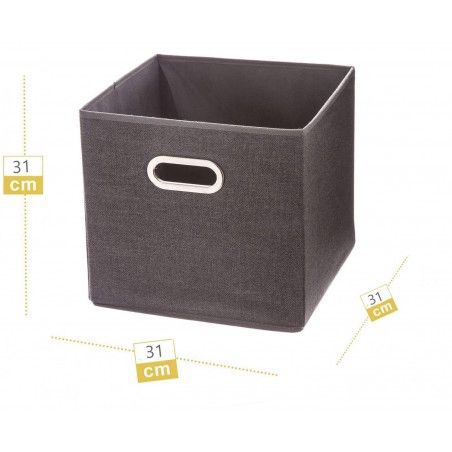 Caja de Almacenamiento Plegable, Cesta Almacenaje Gris con cremallera. Cajones Organizadores de Tela 31x31x31 cm
