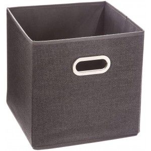 Caja de Almacenamiento Plegable, Cesta Almacenaje Gris con cremallera. Cajones Organizadores de Tela 31x31x31 cm