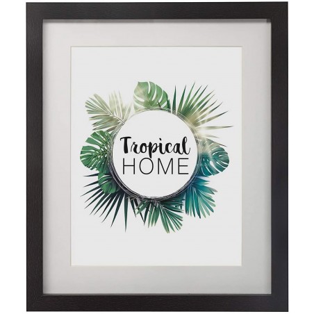 Cuadros Decorativos Tropicales, Set de 5 Cuadros de Madera, Marcos Tropicales Negros, Cuadros/Marcos para Pared/Sobremesa