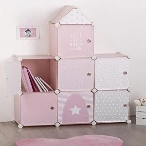 Mueble de Almacenamiento para Habitación, Mueble Infantil con Forma Castillo con 7 Espacios de Almacenamiento