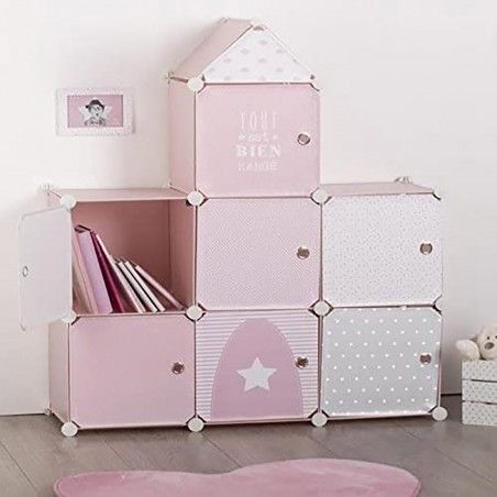 Mueble de Almacenamiento para Habitación, Mueble Infantil con Forma Castillo con 7 Espacios de Almacenamiento