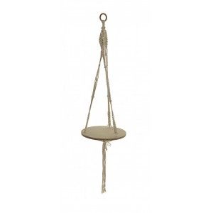 Planter Hanging from Rope and Natural Wood, for Interior/Exterior. Ethnic design, with Boho. Set of 3 - Home and More