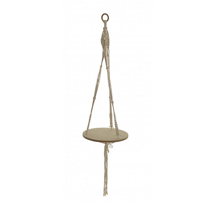 Planter Hanging from Rope and Natural Wood, for Interior/Exterior. Ethnic design, with Boho. Set of 3 - Home and More