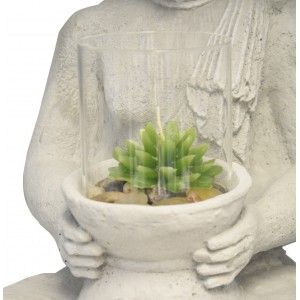 Buda Jardín Decorativo, Figuras Decoración de Jardín o Exterior. Buda Porta-velas Grande 42x24x30 cm