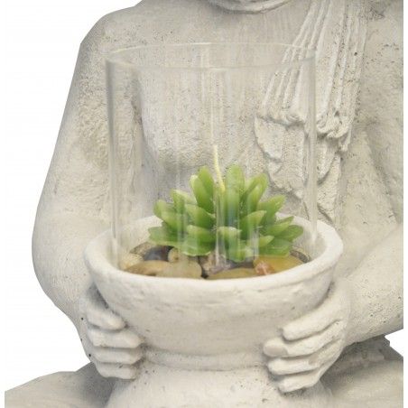 Buda Jardín Decorativo, Figuras Decoración de Jardín o Exterior. Buda Porta-velas Grande 42x24x30 cm