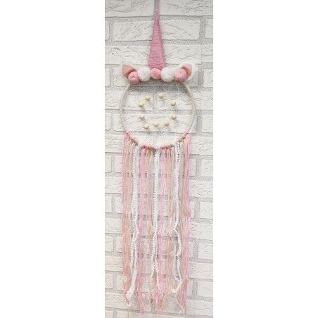 Atrapasueños Infantil Unicornio de Pared, de color Blanco y Rosa. Diseño Infantil, con estilo Fantasía - Hogar y Más