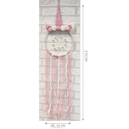 Atrapasueños Infantil Unicornio de Pared, de color Blanco y Rosa. Diseño Infantil, con estilo Fantasía - Hogar y Más