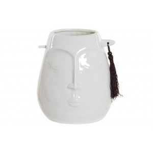 Vaso Decorazione Porcellanato di colore Bianco con un disegno di faccia 14,5x11x16,7 cm