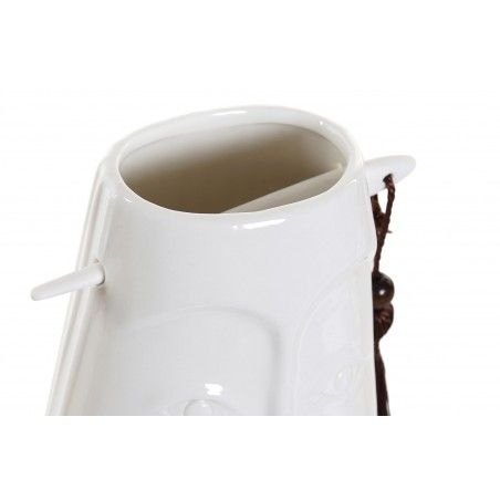 Vaso Decorazione Porcellanato di colore Bianco con un disegno del volto 22x12x9,5 cm