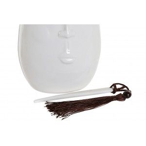 Vaso Decorazione Porcellanato di colore Bianco con un disegno del volto 22x12x9,5 cm