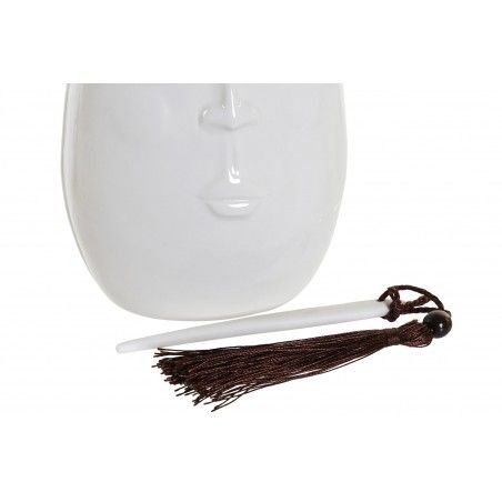 Vaso Decorazione Porcellanato di colore Bianco con un disegno del volto 22x12x9,5 cm