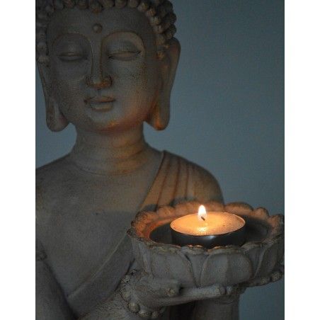 Sitting buddha Decorative Resin, Figures, Decoration of Inside or Outside. Buddha Porta-candles White 43x15x19,5cm