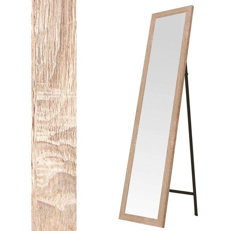 In piedi a specchio, in Legno, Colore Naturale, Finitura Naturale, per la Camera da letto, Facile da montare 30x150cm - Casa e