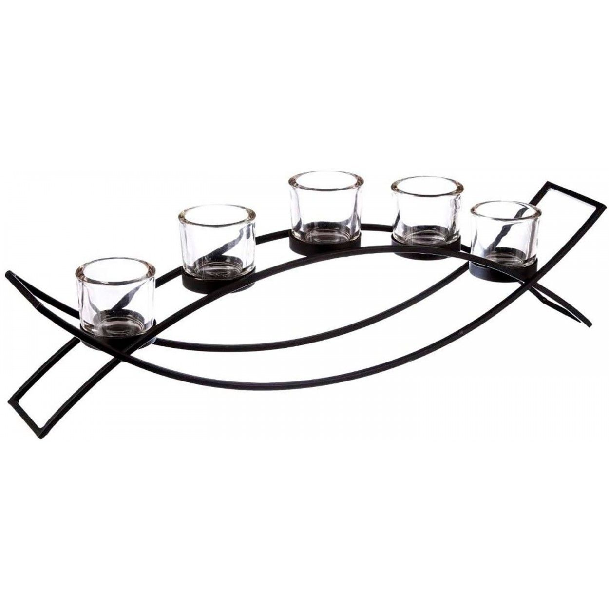 Supporto di candela Decorazione del Metallo, supporto di Candela Moderno, Nero, per 5 Candele, Portando Candele Nere,