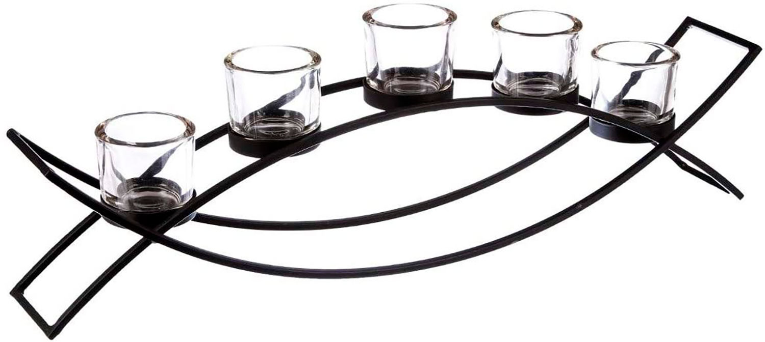 Porte-bougie en Métal de Décoration, porte-Bougie Moderne, Noir, pour 5 Bougies, la Réalisation de Bougies Noires, Décoration