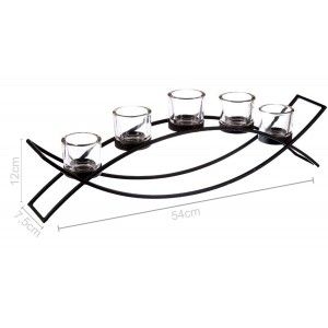 Supporto di candela Decorazione del Metallo, supporto di Candela Moderno, Nero, per 5 Candele, Portando Candele Nere,