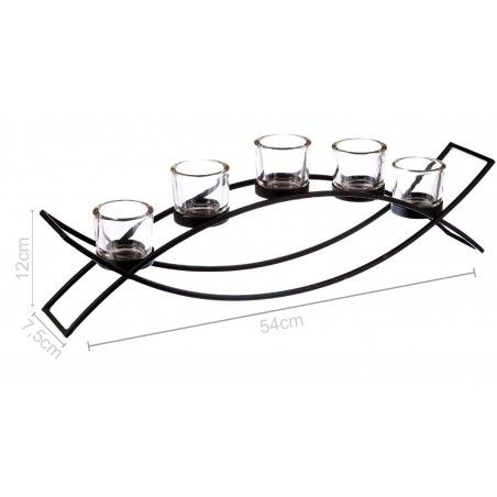 Supporto di candela Decorazione del Metallo, supporto di Candela Moderno, Nero, per 5 Candele, Portando Candele Nere,