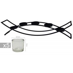 Candle holder Metal Decoration, Candle holder Modern, Black, for 5 Candles, Carrying Black Candles, Interior Decoration,
