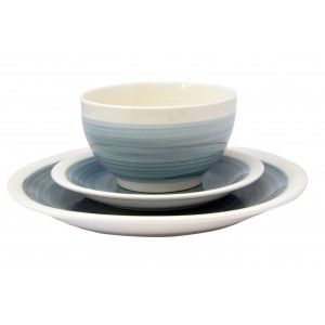 Vajilla de Cerámica Efecto Acuarela por Piezas Individuales en color Azul.