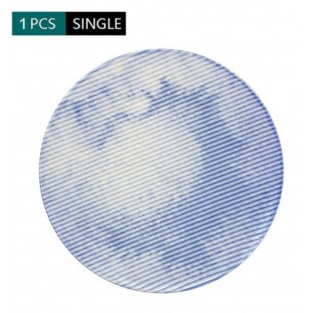 Tableware Ceramic stripe Effect for Individual Pieces in Blue color.