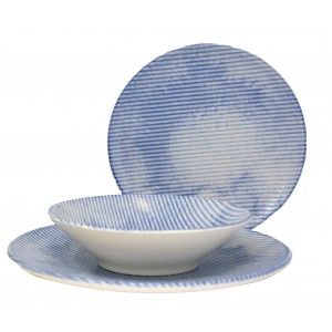 Tableware Ceramic stripe Effect for Individual Pieces in Blue color.