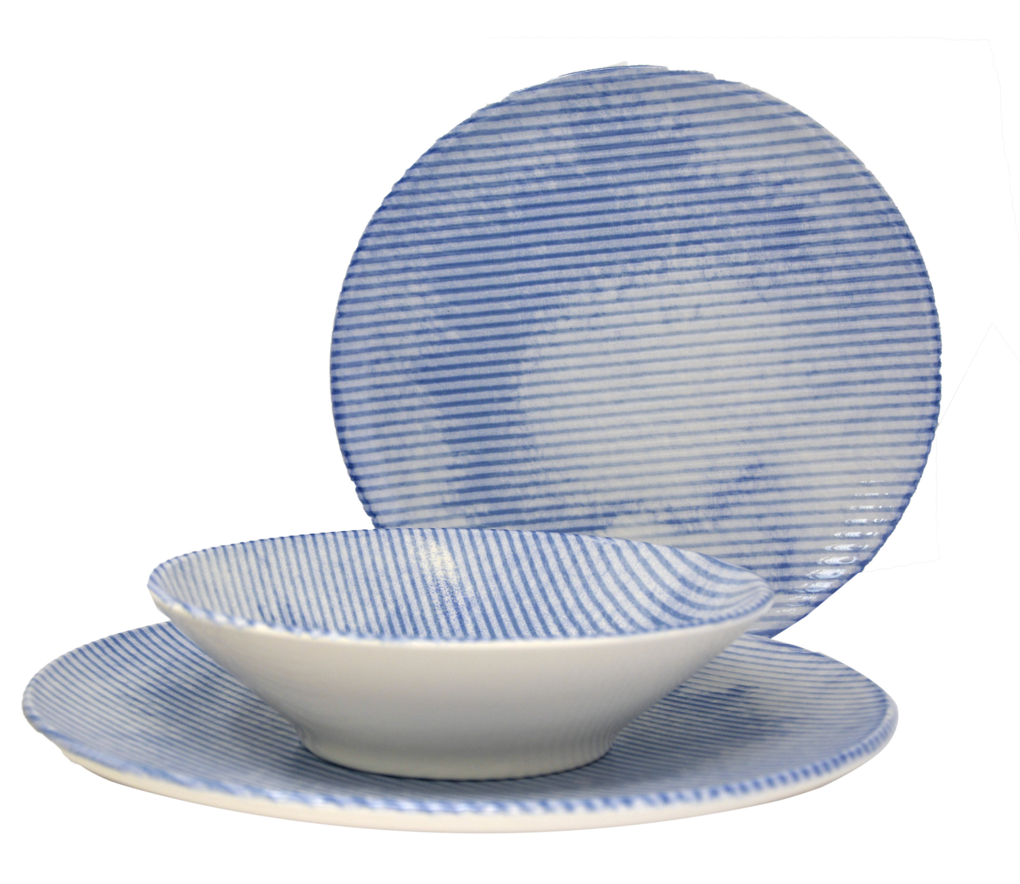 De la vaisselle en Céramique Effet de rayures pour les Pièces Individuelles en couleur Bleu.