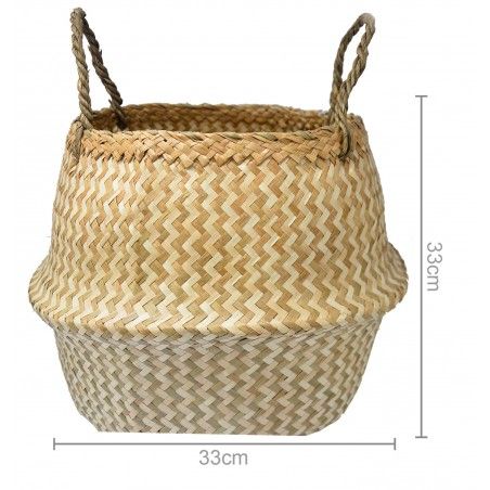 Basket Rattan Wicker Natural, with style, Ethnicity, Basket, Clear Zig-Zag Folding, Storage, modern, original, 36x44cm