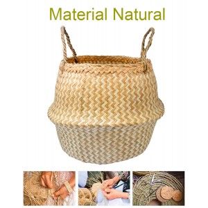 Panier en Rotin Osier Naturel, avec du style, de l'origine Ethnique, le Panier, Claire Zigzag de Pliage, de Stockage, moderne,