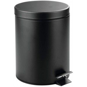 Cestino in Metallo Nero con Coperchio, contenitore per Rifiuti con comando a Pedale e Maniglia. Riciclare Cucina, Bagno,