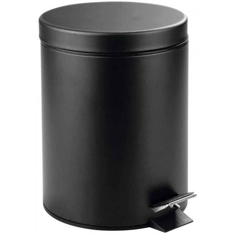 Cestino in Metallo Nero con Coperchio, contenitore per Rifiuti con comando a Pedale e Maniglia. Riciclare Cucina, Bagno,