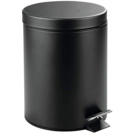 Cestino in Metallo Nero con Coperchio, contenitore per Rifiuti con comando a Pedale e Maniglia. Riciclare Cucina, Bagno,