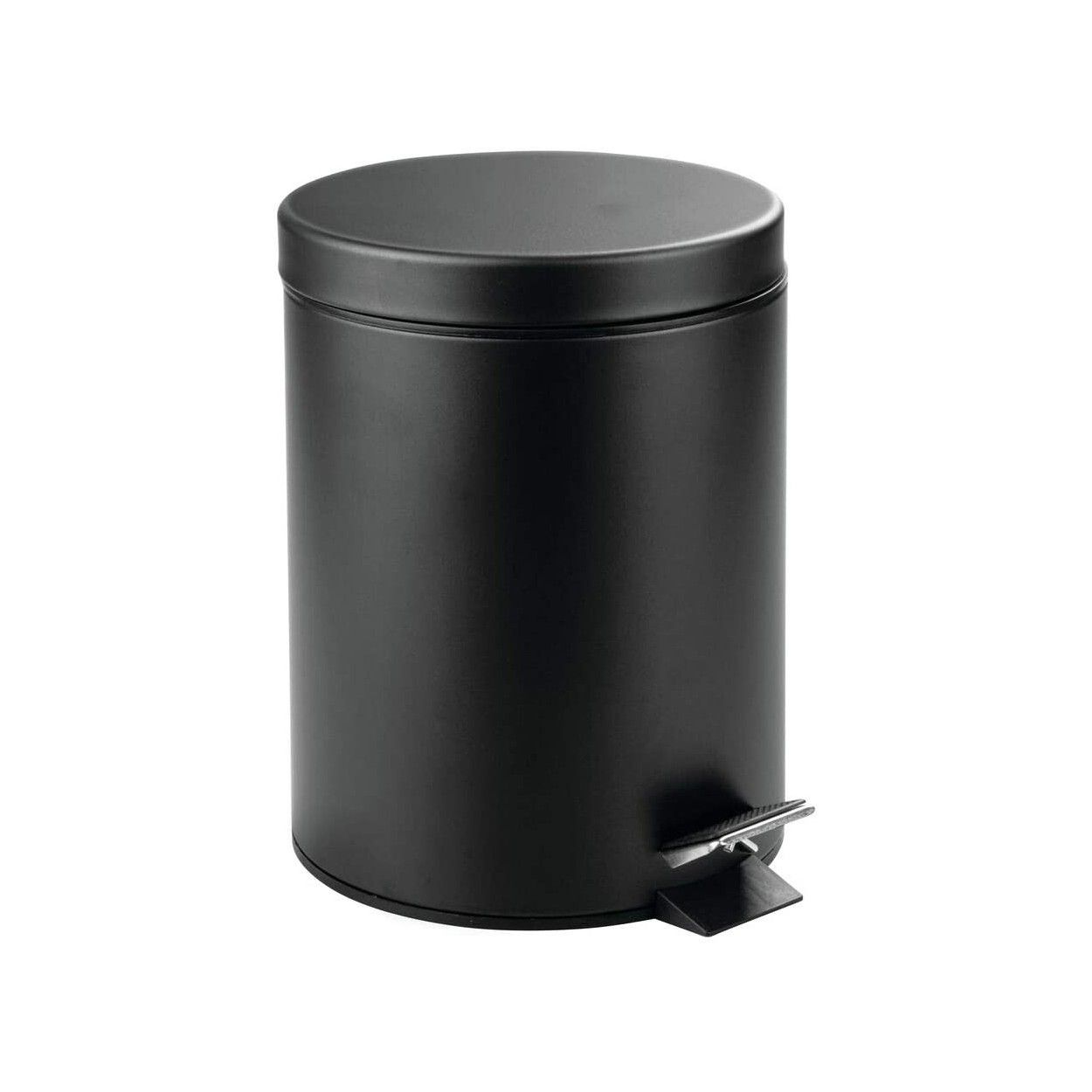 Cestino in Metallo Nero con Coperchio, contenitore per Rifiuti con comando a Pedale e Maniglia. Riciclare Cucina, Bagno,