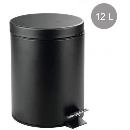 Cestino in Metallo Nero con Coperchio, contenitore per Rifiuti con comando a Pedale e Maniglia. Riciclare Cucina, Bagno,