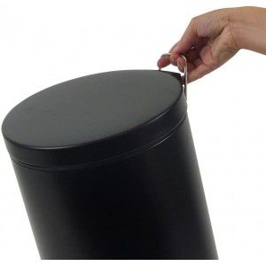 Cestino in Metallo Nero con Coperchio, contenitore per Rifiuti con comando a Pedale e Maniglia. Riciclare Cucina, Bagno,
