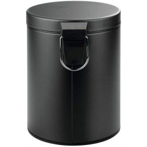 Cestino in Metallo Nero con Coperchio, contenitore per Rifiuti con comando a Pedale e Maniglia. Riciclare Cucina, Bagno,