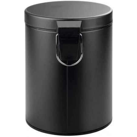 Cestino in Metallo Nero con Coperchio, contenitore per Rifiuti con comando a Pedale e Maniglia. Riciclare Cucina, Bagno,
