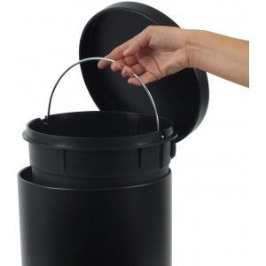 Cestino in Metallo Nero con Coperchio, contenitore per Rifiuti con comando a Pedale e Maniglia. Riciclare Cucina, Bagno,
