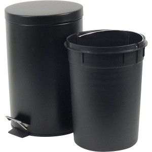 Cestino in Metallo Nero con Coperchio, contenitore per Rifiuti con comando a Pedale e Maniglia. Riciclare Cucina, Bagno,
