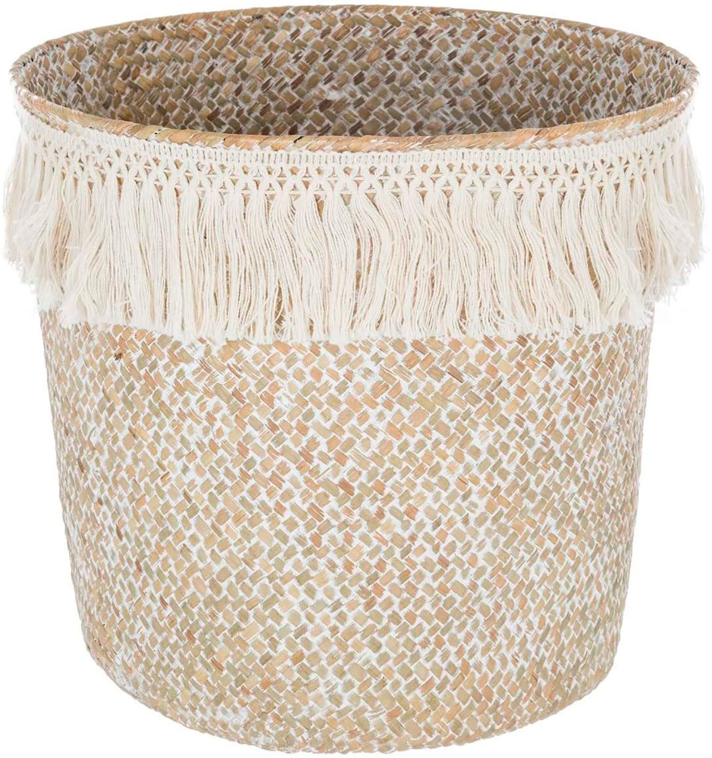 Cesto in Rattan Vimini Naturale, elegante, Etnico, Cesto Naturale con Frange, di Stoccaggio, moderna, originale, 26x24cm