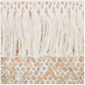 Basket Rattan Wicker Natural, stylish Ethnic, Basket Natural with Fringes, Storage, modern, original, 26x24cm
